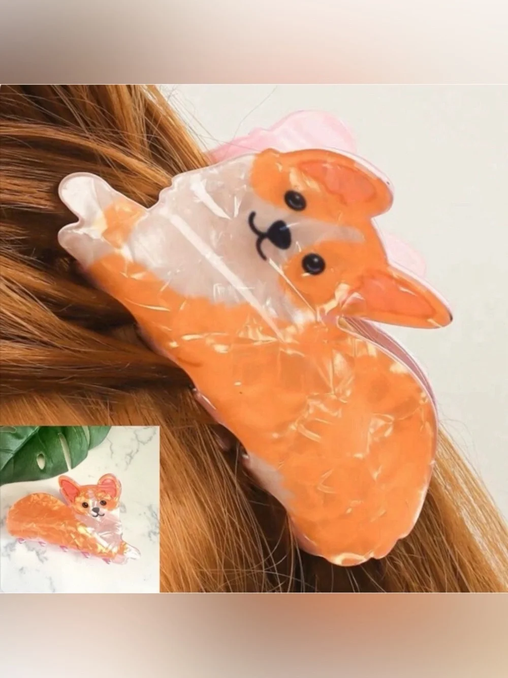 3/$22🩶  Corgi Dog Claw Clip Novelty Hair Accessory Acrylic Hair Clip Puppy NEW